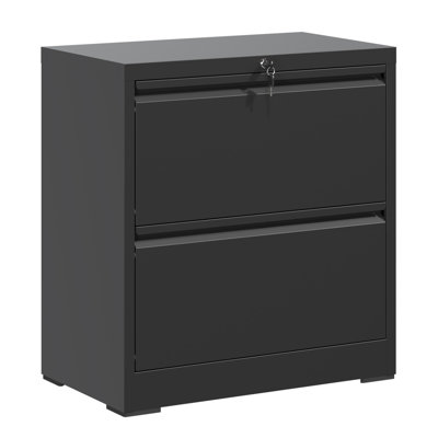 2 Drawer Lateral File Cabinet With Lock, Metal Lateral Filing Cabinet For Home Office, Steel Wide Horizontal Filing Cabinets For Letter/Legal/A4/F4 Hanging Files