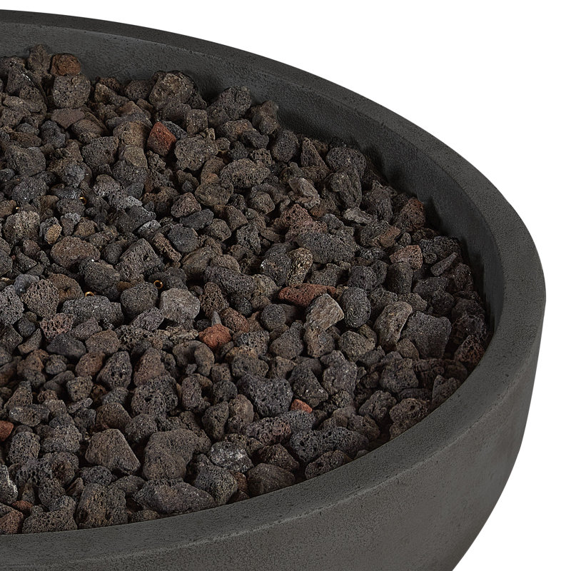 Carson Round Concrete Propane/Natural Gas Fire Pit in Carbon by Jensen Co., Natural Gas, Black, 14.5" H x 38" W x 38" D