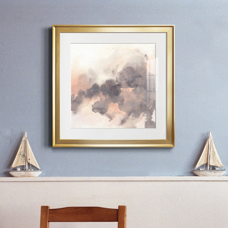 Smoke Surface II - Toile encadrée de qualité supérieure - prête à être accrochée, H 26,5 po x l 26,5 po x P 1,5 po, Blanc