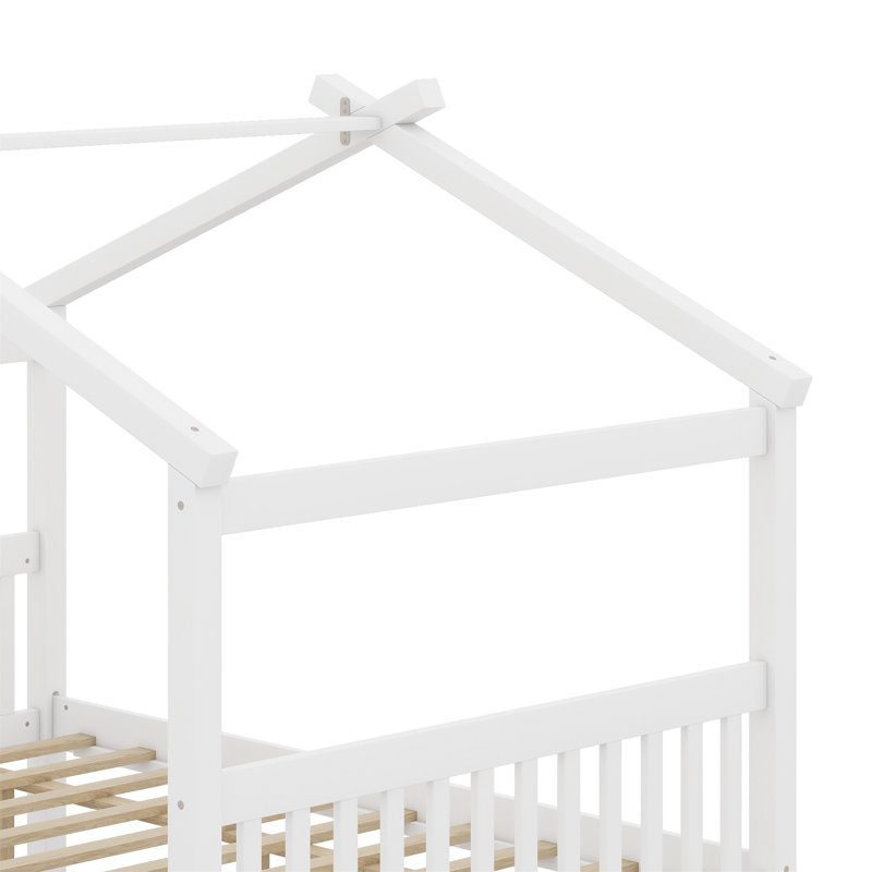 Lit en bois avec couchette, Blanc
