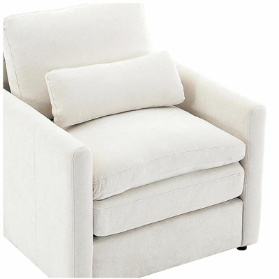 31.9" Cozy Upholstered Armchair Oversized Comfy Cloud Sofa Double Cushion Single Sofa Plush Cushion Armchair for Living Room, Beige