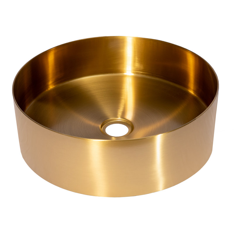 Eden Bath 15'' Stainless Steel Circular Bathroom Sink, Gold