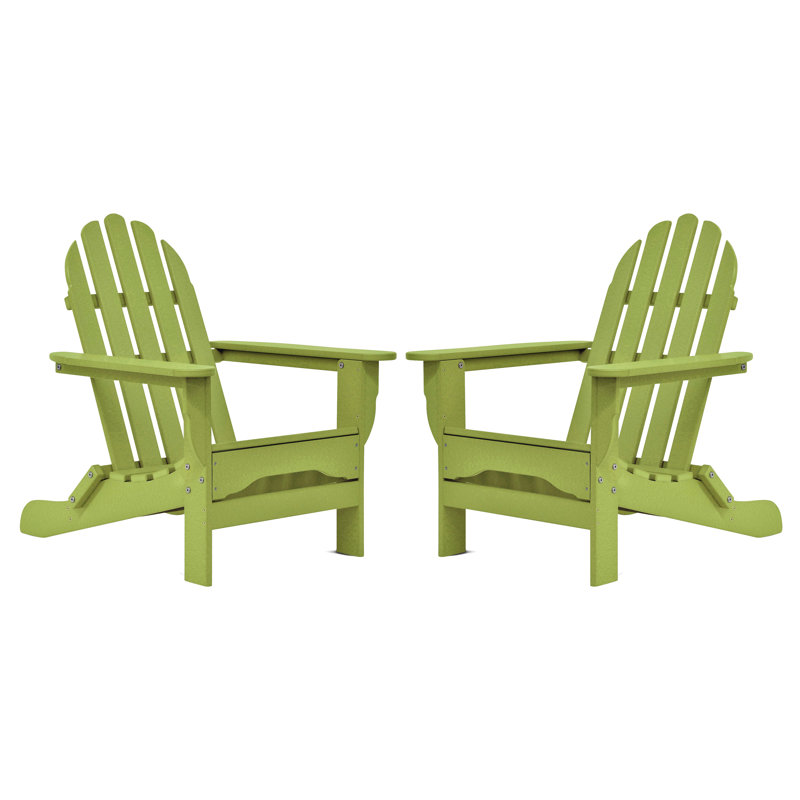 Hartington Poly Lumber Outdoor Adirondack Chair, Lime Green