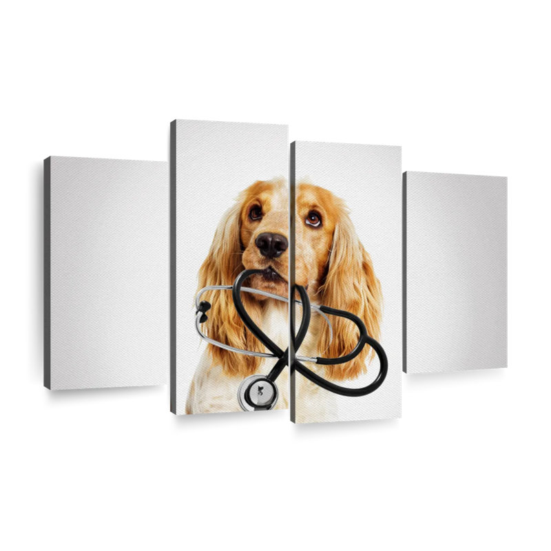 «Doctor Dog» sur toile, ensemble de 4 pièces, H 48 po x l 75 po x P 1,25 po