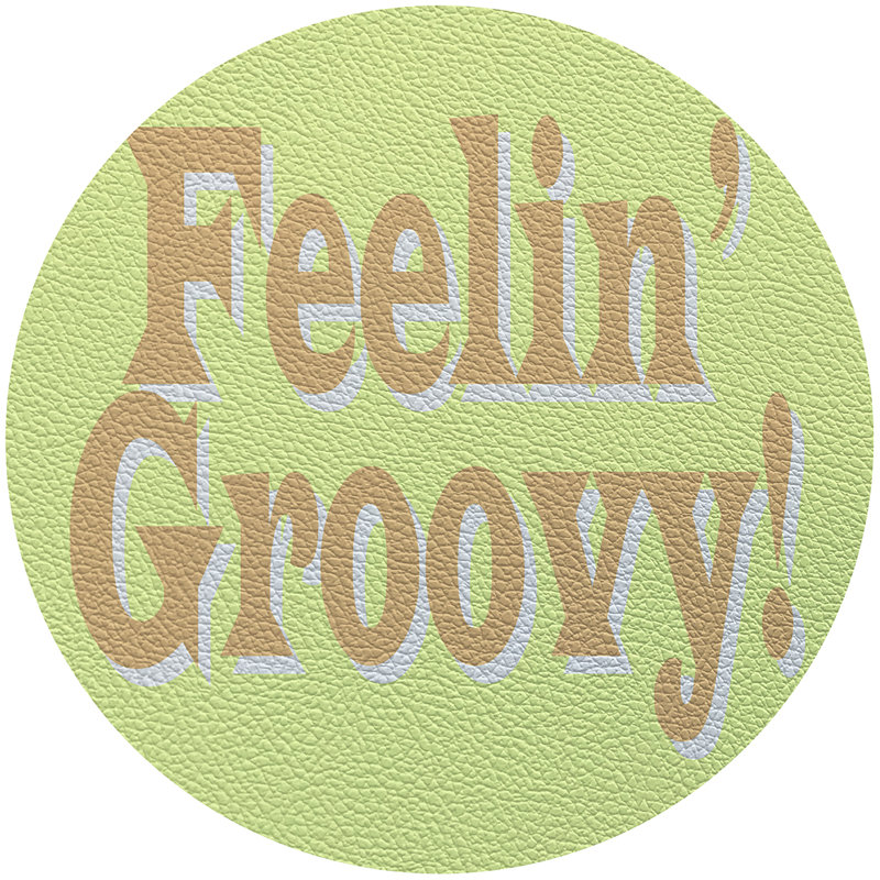 Feelin Groovy Celadon 16" Vinyl Placemat, Yellow/Brown/Avocado