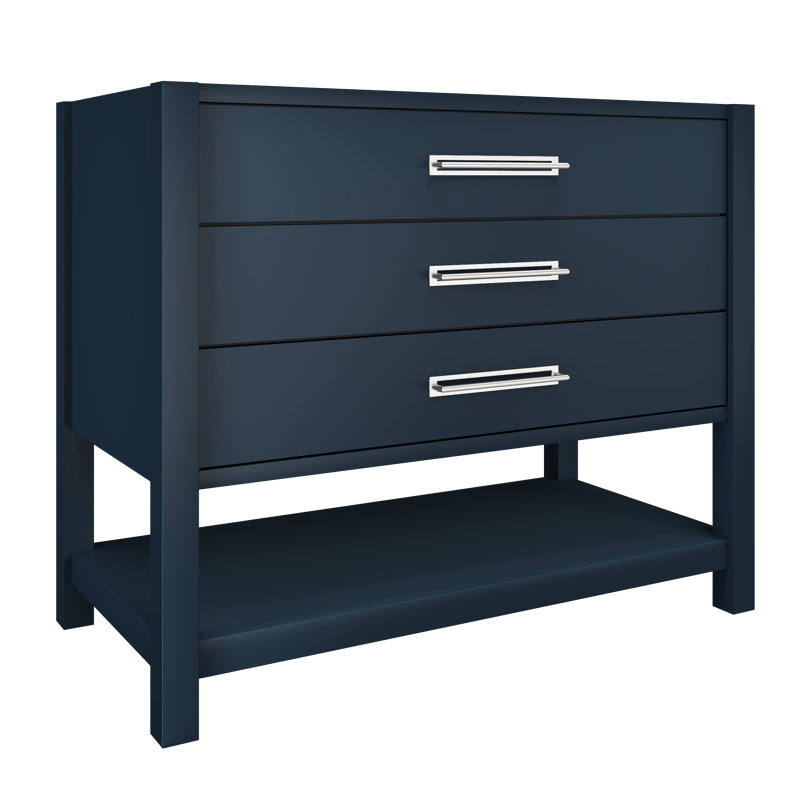 Kiawah Three-Drawer Single Bath Vanity, Hague Blue, 42", Polished Chrome