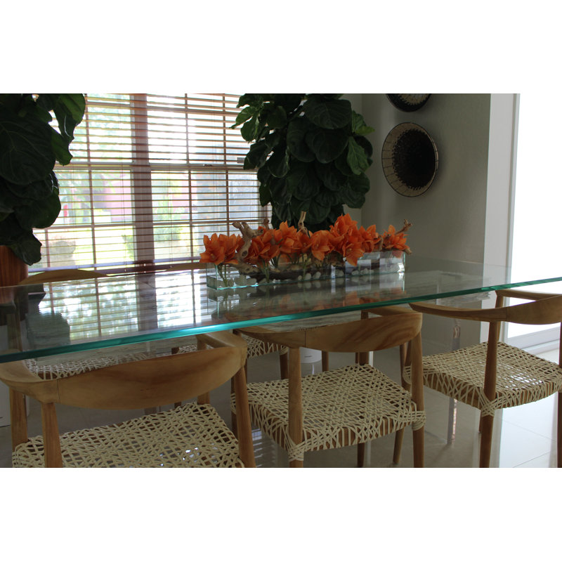 Driftwood Cymbidium Orchids Centerpiece in Glass Planter, Orange, 8" H x 48" W x 6" D