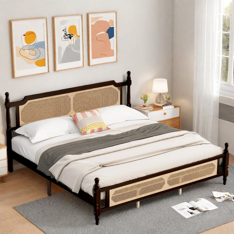 Headboard Bed with Expansive Underbed Storage, Espresso, King