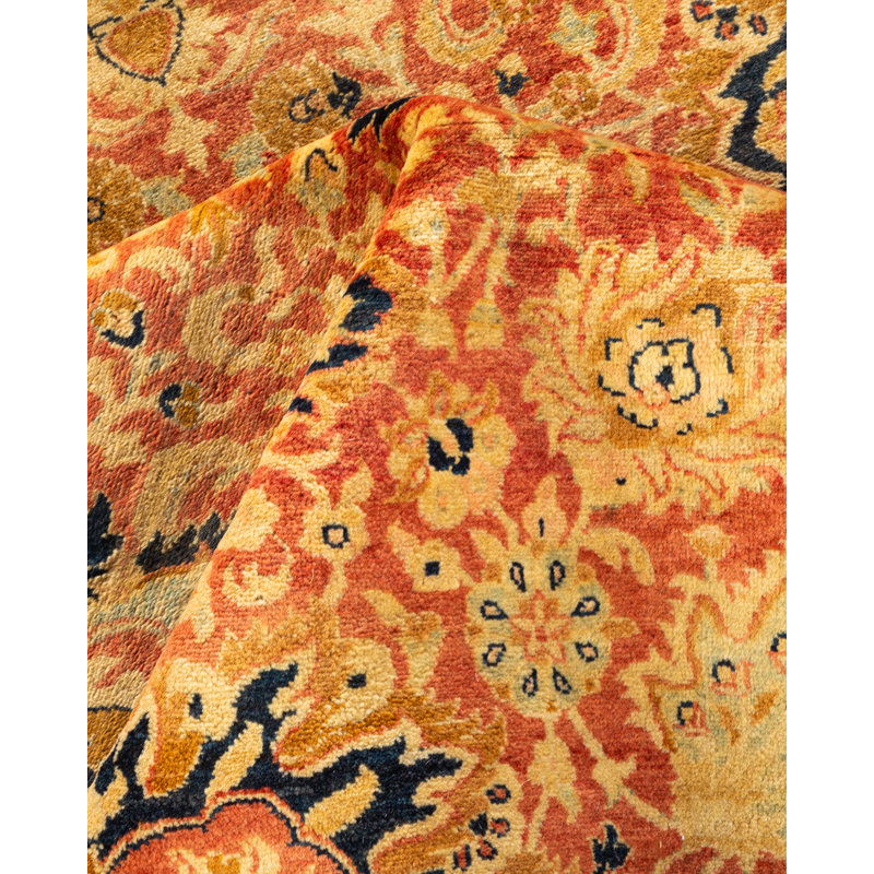 Tapis unique fait à la main Addingham - orange, 6 pi 1 po x 8 pi 10 po Addingham