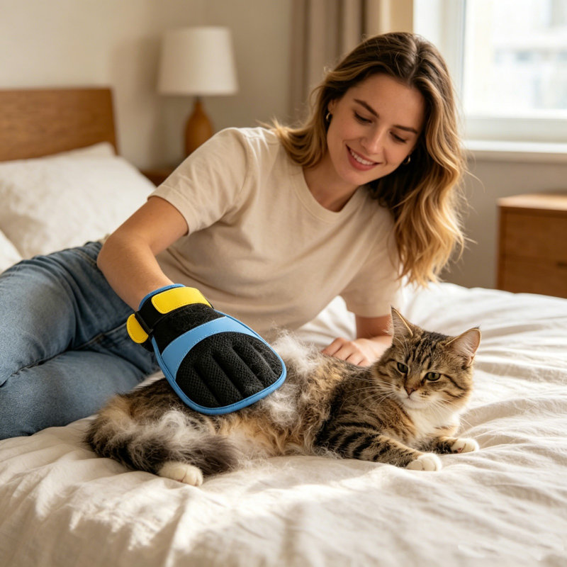 Pet Hair Removal Gloves Electrostatic, Blue