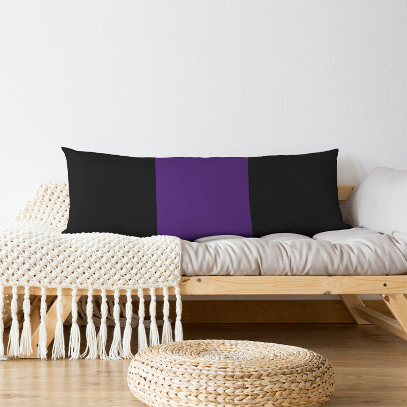 Oreiller de corps en polyester / polyester Arizona Football Stripes, Noir / milieu mauve, Mississippi Rebellion