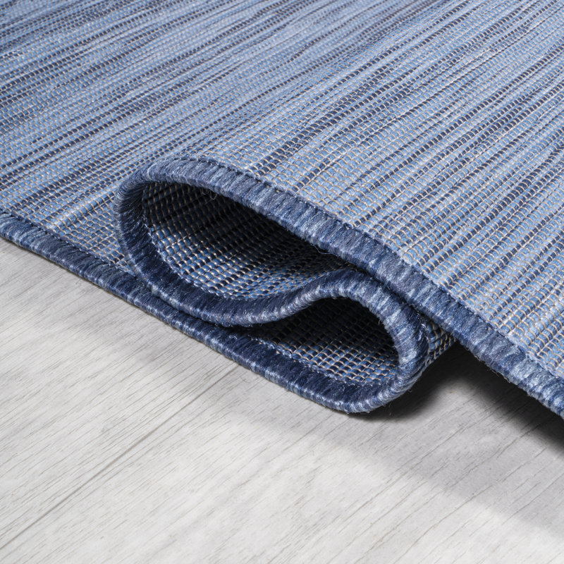 Tapis intérieur / extérieur bleu Amidon, Rond 6 pi 7 po
