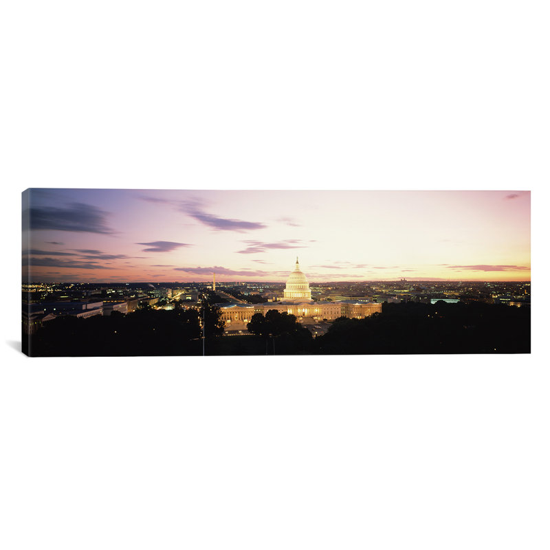 " US Capitol Washington DC USA " by Panoramic Images, Black Framed Canvas, 12" H x 36" W x 1.5" D