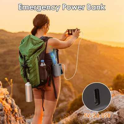 5-in-1 Portable Waist Clip Fan – 5 Speeds, LED Flashlight, 10000mAh Power Bank