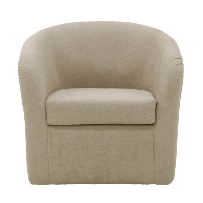 Fauteuil demi-tonneau pivotant en polyester 30,5 po Anrea, Cream Polyester Blend