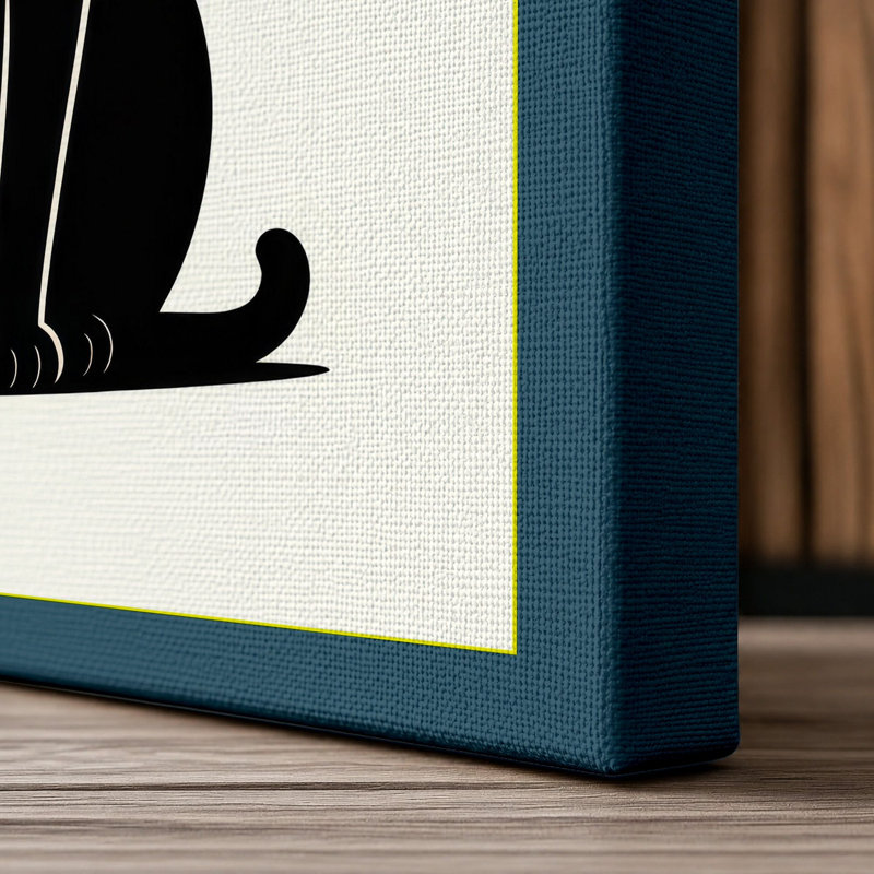 Black Cat Minimalist - Wrapped Canvas, 30x20 - 76.2 x 50.8 cm, Teal Border