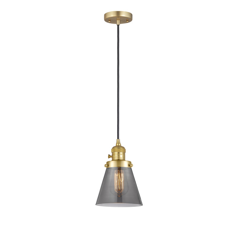 Luminaire suspendu en forme de globe à 1 lumière Anisley, Plaqué couleur fumée, H 129,13 po x l 6,25 po x P 6,25 po