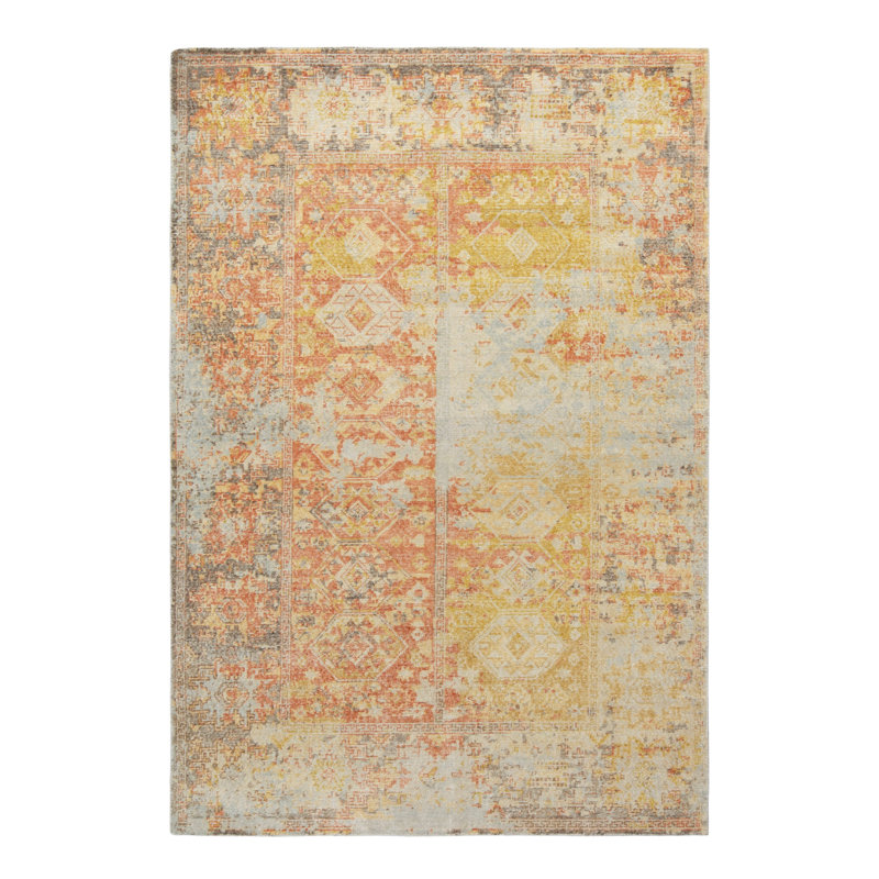 Distressed Homage Hand Knotted Wool Geometric Area Rug, Rectangle 12' x 18'