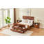 King Size Bed With 3D Geometric Headboard & Storage Bench - 4-Drawer Storage, Modern Bedroom Furniture-674231847-674231844