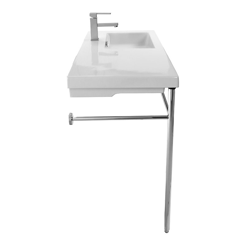 Ceramica Tecla By Nameeks Condal 17.72'' White Ceramic Rectangular Bathroom Sink with Overflow, Single Hole