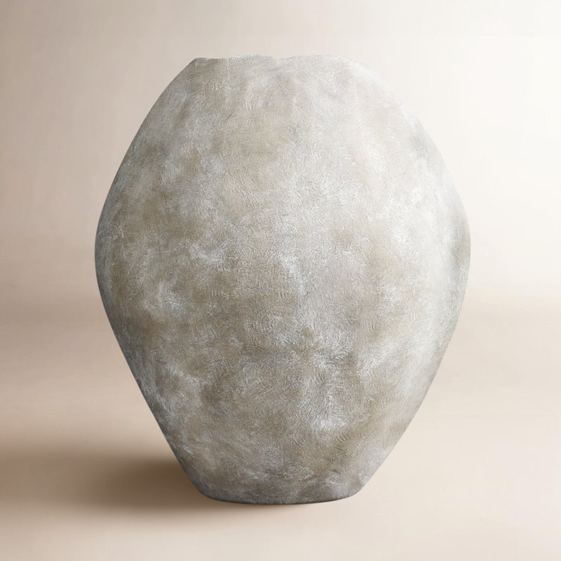 Vase de plancher en céramique Aisling, Brun clair, H 23,4 po x l 19,7 po x P 19,7 po