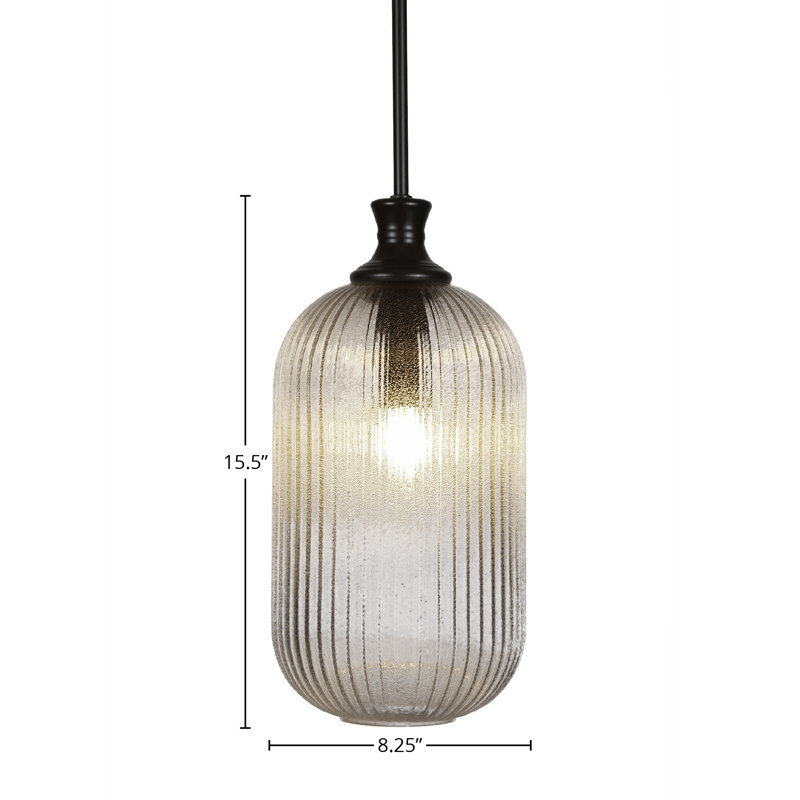 Luminaire suspendu 1 lumière Carina, H 15,5 po x l 8,25 po x P 8,25 po, Noir mat