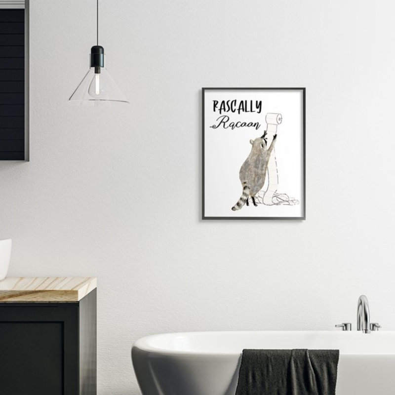 «Rascally Racoon Text» par Victoria Barnes - reproduction d'art, H 30 po x l 24 po, Toile tendue