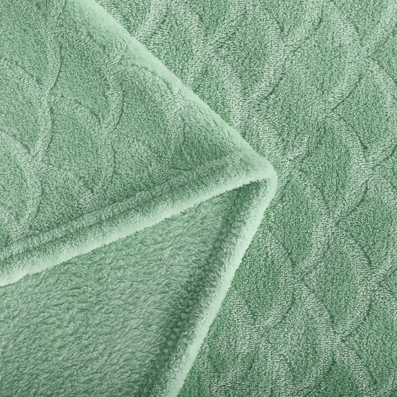 Couverture en flanelle brossée vert hiver, Lit simple, Vert