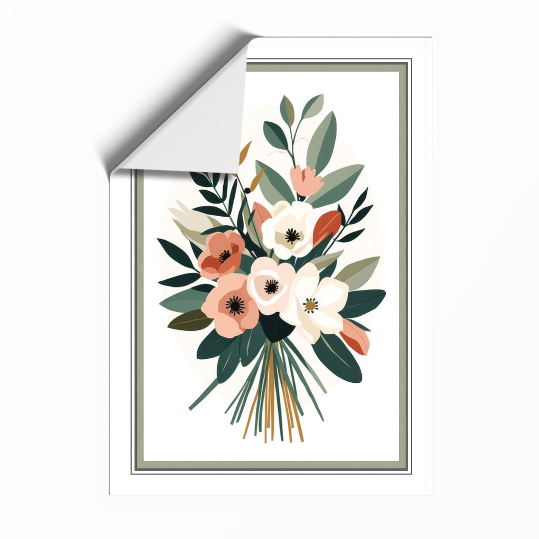 Coral Bouquet Botanical - Framed Print