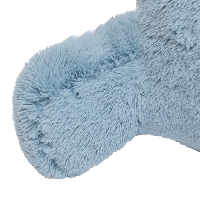 Housse et insert de coussin en fausse fourrure à dossier à poils longs, Bleu argenté