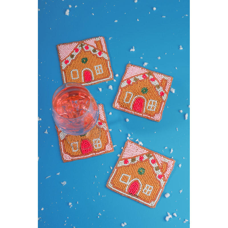 Glass Agate Ceramic Jute Leather Crystal Square Round 4 Piece Coaster Set