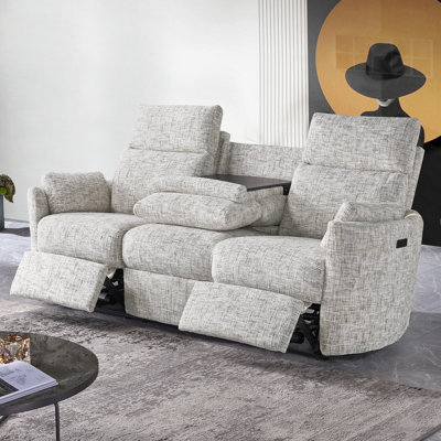 Callendale Power Reclining 3-Seater Sofa With Drop Down Table, Cup Holders, Dual USB & Type-C Ports