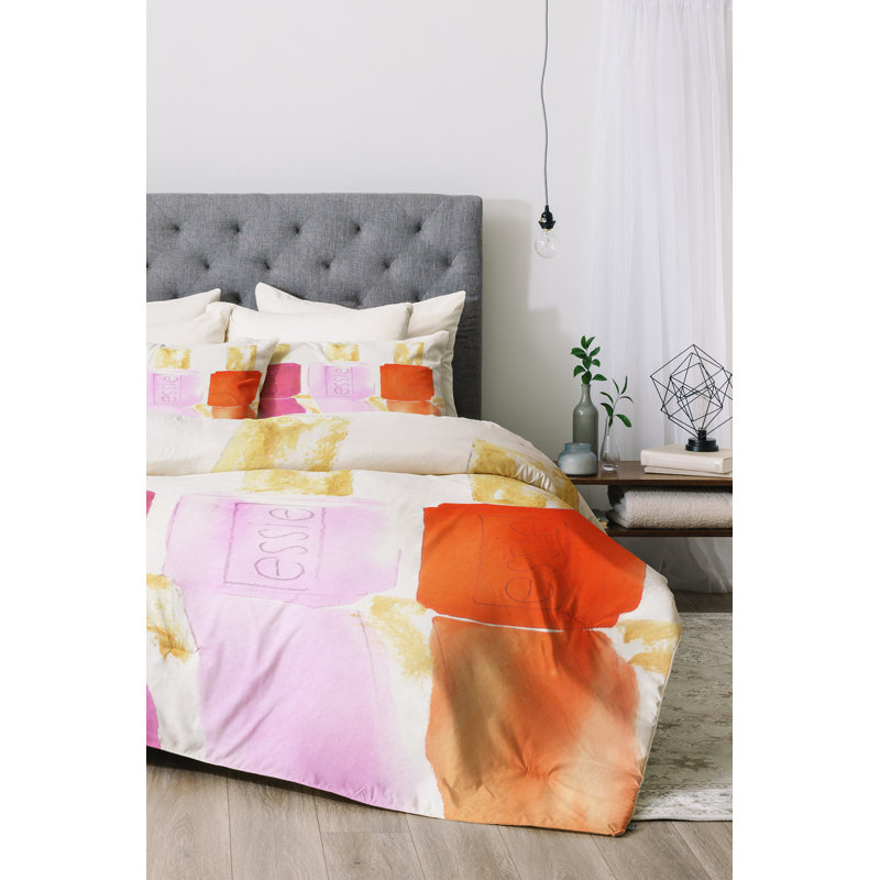 Ensemble de housse de couette Essie, Housse de couette pour très grand lit et 2 très , Rose