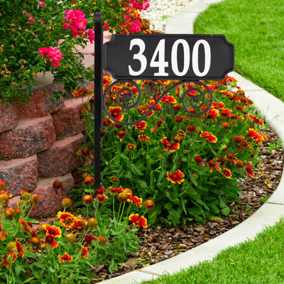 Nite Bright Scroll Reflective Address Post Lawn