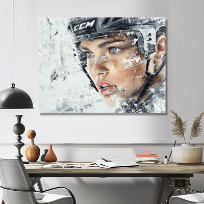 Portrait de joueur de hockey II - décor métallique, impression de hockey