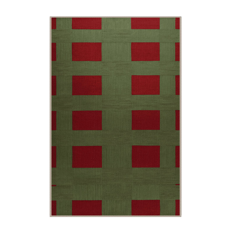 Tapis brun à carreaux lavable à la machine, Rectangulaire 7 pi x 10 pi