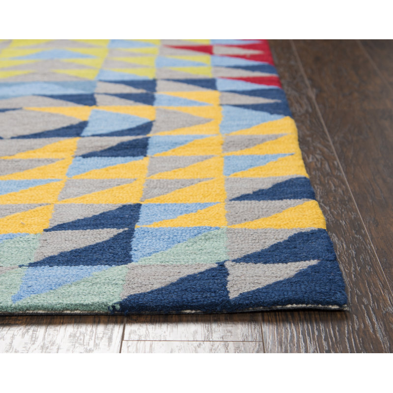 Tapis gris / bleu en laine touffeté à la main Parkmont, Rectangle 3 pi x 5 pi