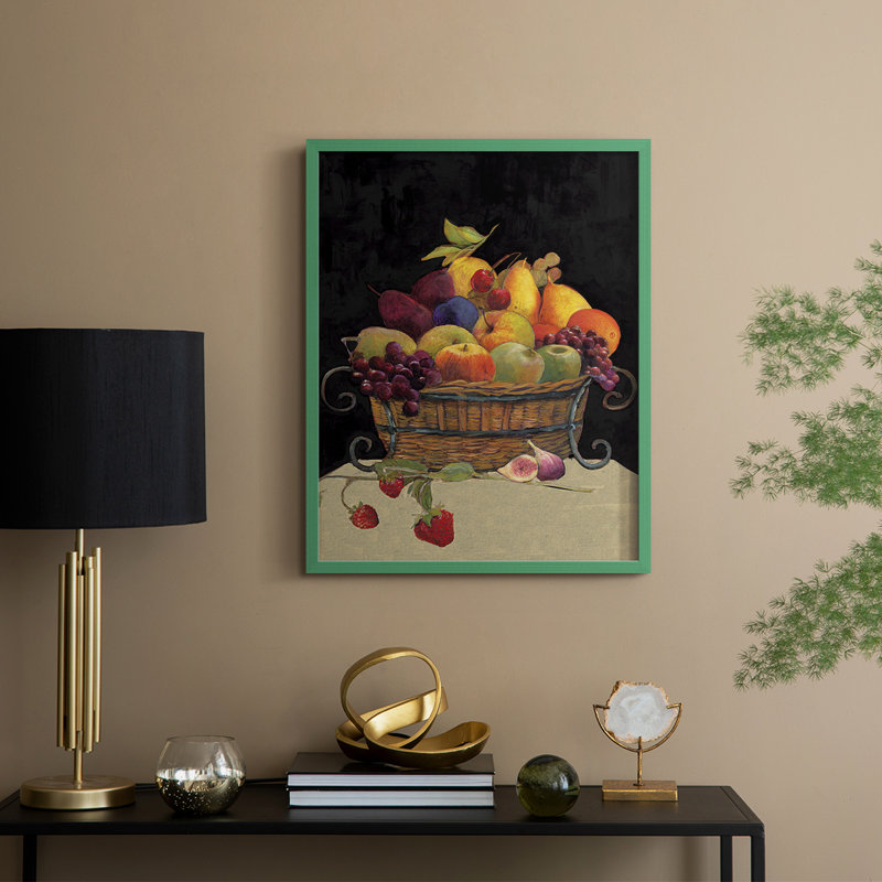 «Fruit Basket I Revisit», reproduction encadrée - bois massif, H 21 po x l 17 po, Vert