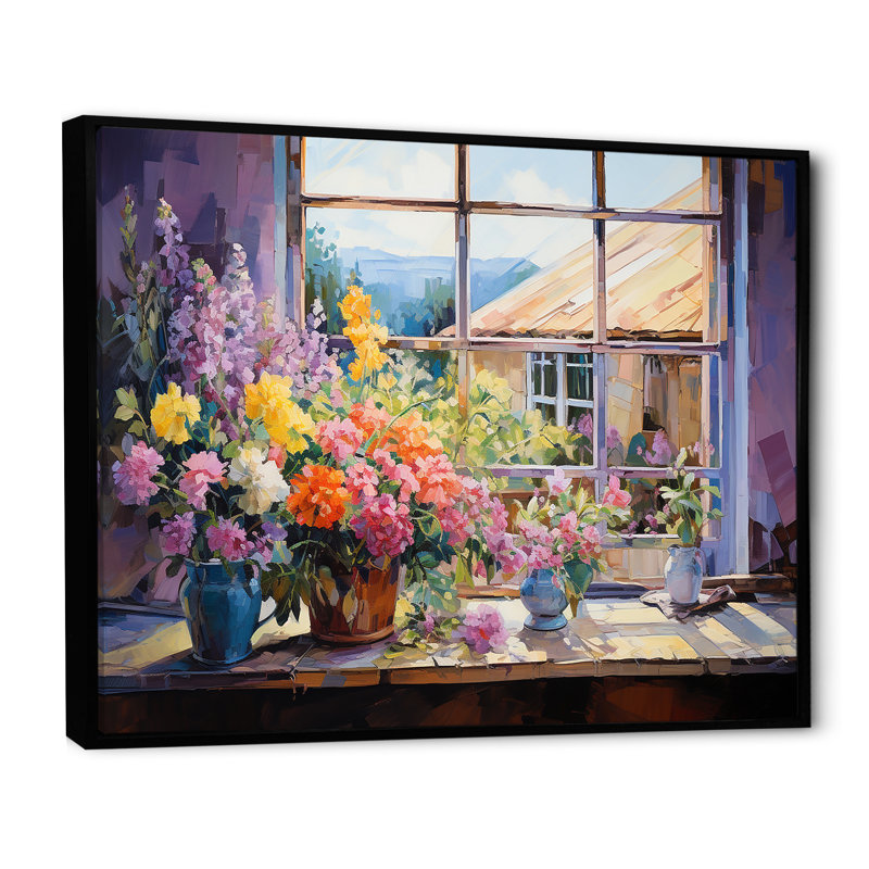 «Mauve Floral Ranch», art mural, Cadre flottant noir, H 30 po x l 40 po x P 1,5 po