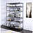 Rectangular Gray Oak Bookshelf With Modern Metal Structure Spacious Rustic Accents