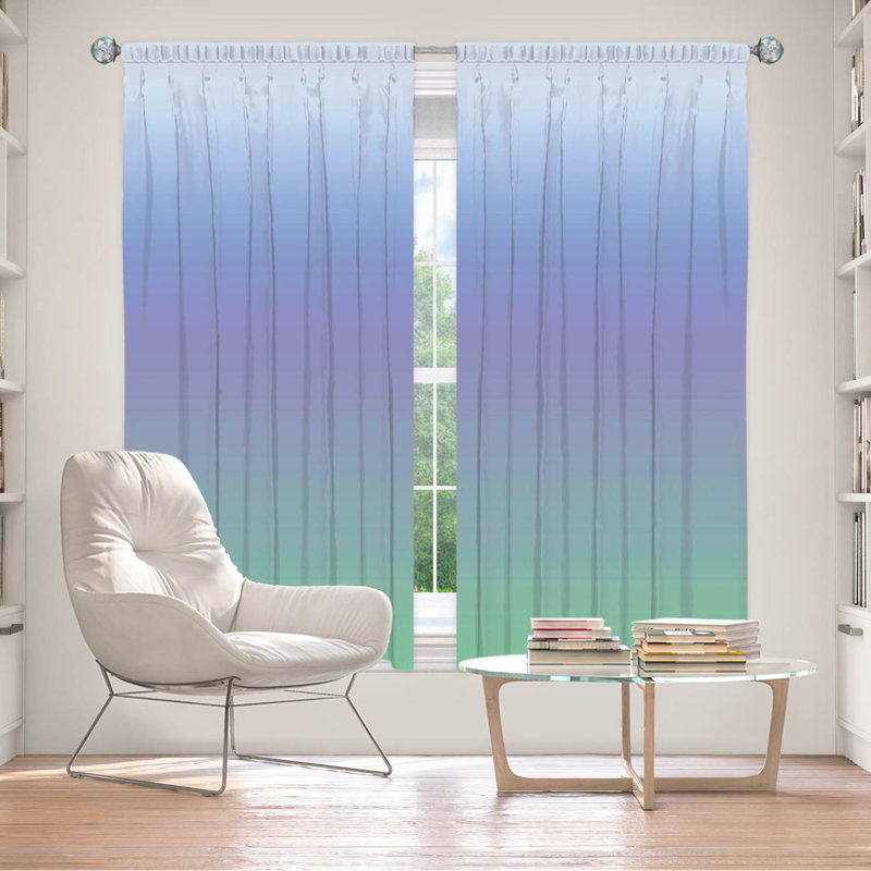 Vandela Room Darkening Curtain Pair, 40" W x 82" L, Green/Blue/Purple