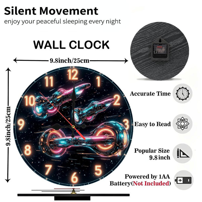 Décoration murale horloge néon