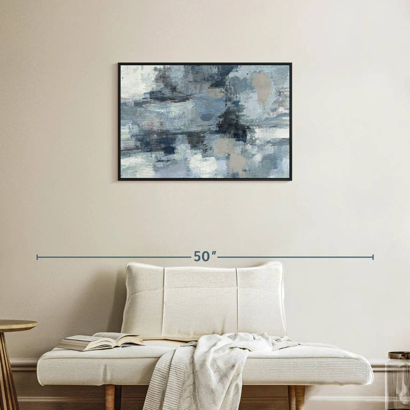 Indigo dans les nuages et culture grise, Cadre flottant noir, 31 po x 21 po
