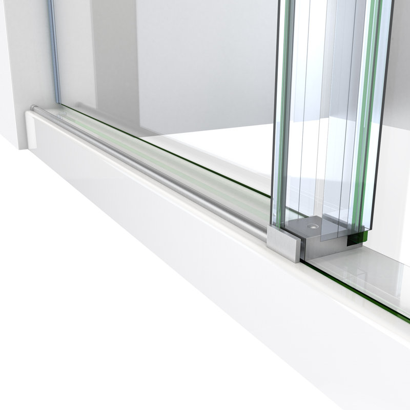 DreamLine Continuum 44-48 in. W x 76 in. H Fully Frameless Sliding Shower Door, Brushed Stainless Steel