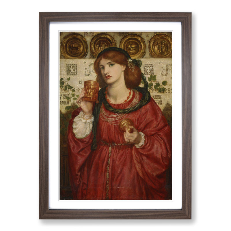 The Loving Cup by Dante Gabriel Rossetti - Picture Frame Painting, 48cm H x 36cm W x 2cm D, Walnut Framed