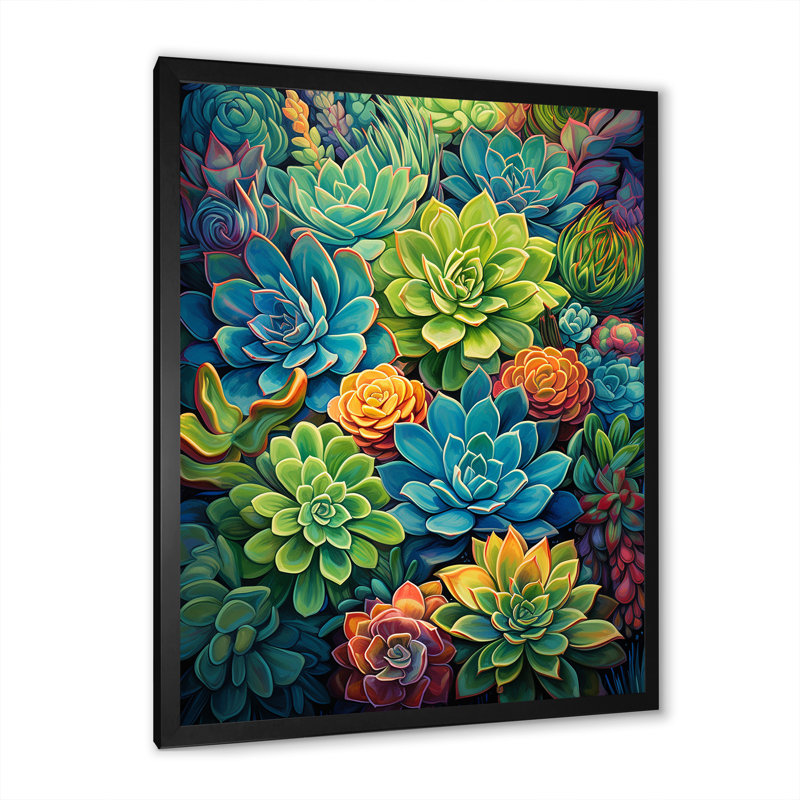 «Eugina Succulent Paradise I», reproduction sur toile, Cadre photo noir, H 20 po x l 12 po x P 1 po