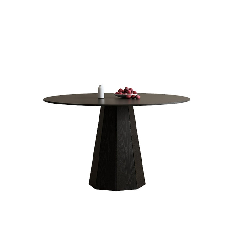 Black Round Solid Wood Dining table, 29.53"H x 39.37"L x 39.37"W