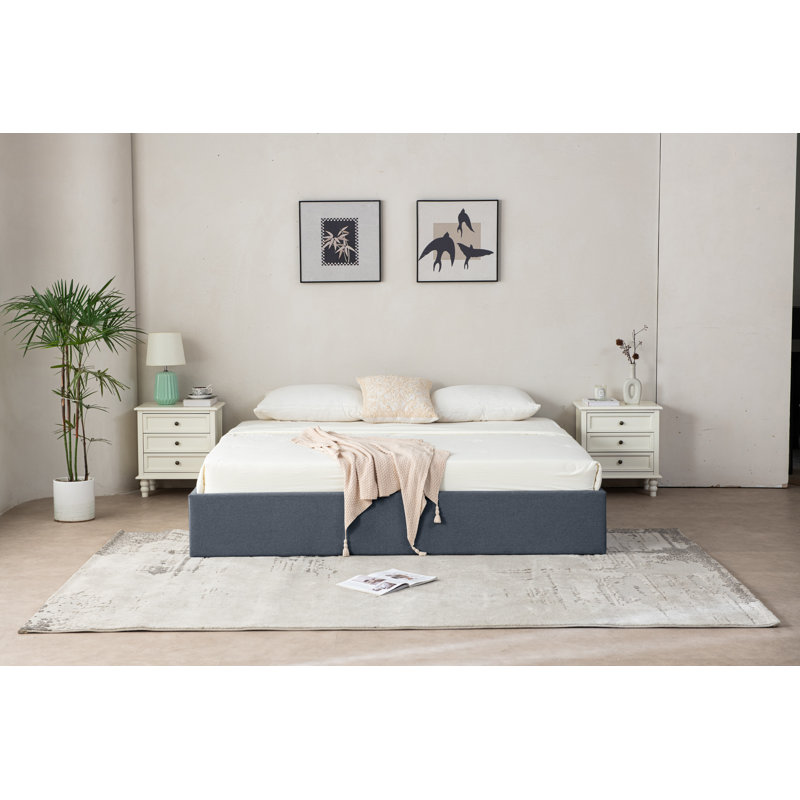 Lit de rangement relevable Braud, Roi, Gris