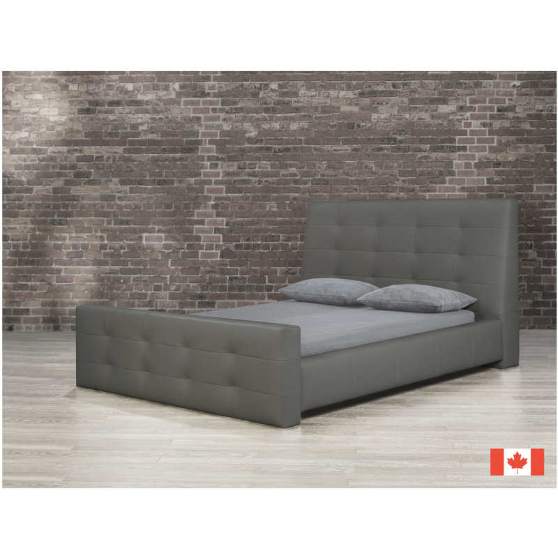 Ignas Leather Platform Bed, Grey, King