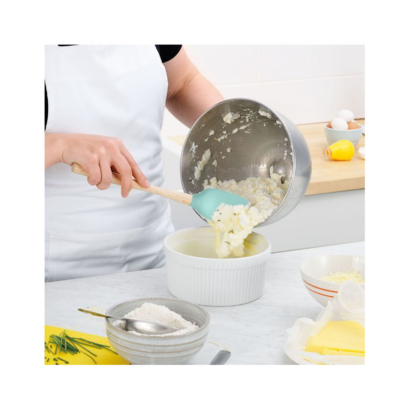 Flex-Core Spoonula Stainless Steel Handle - Black, Light Aqua